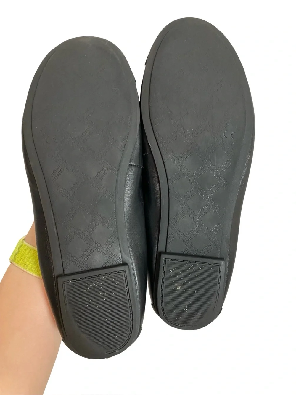Vionic Minna Ballet Flats Shoes Womens Size 10 Black Bow Toe Cap Slides